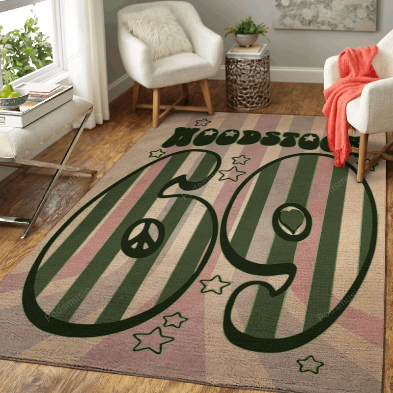Woodstock 69 Green Music Art Teppich