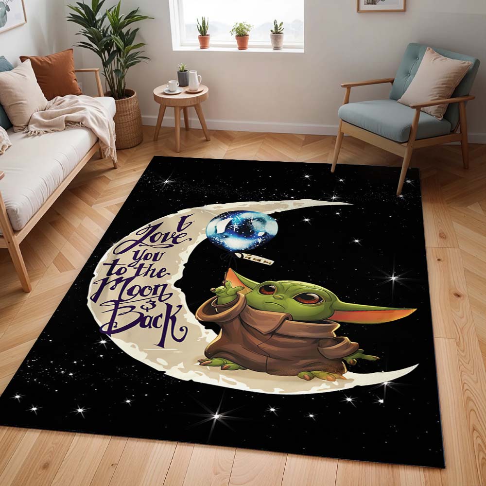 Baby Yoda Ich liebe dich bis zum Mond und zurück Teppich