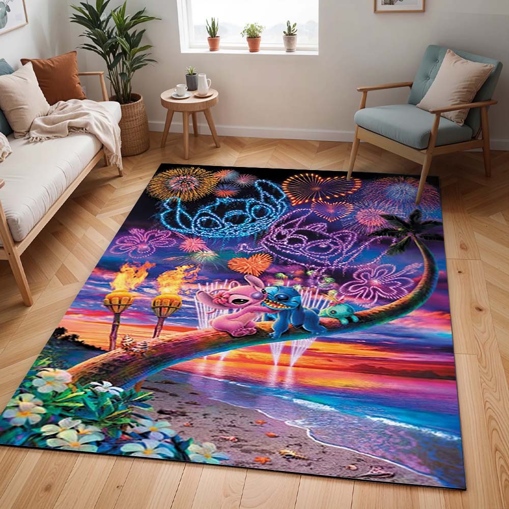 Disney Stitch und Angel Kuss Liebe Feuerwerk Teppich