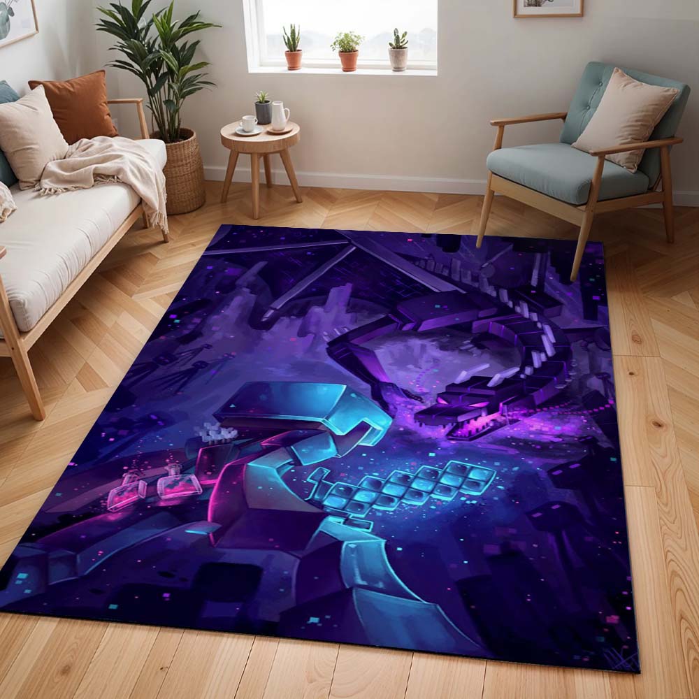 Minecraft Steve Kampf Enderman Enderdrachen Teppich