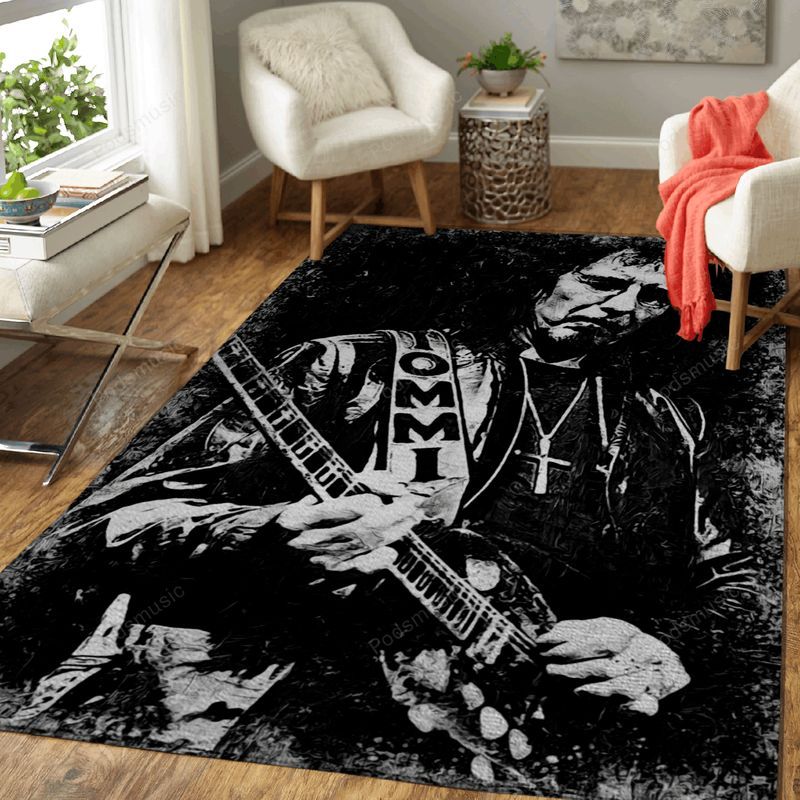 Tony Iommi Music Monochrome Art Teppich