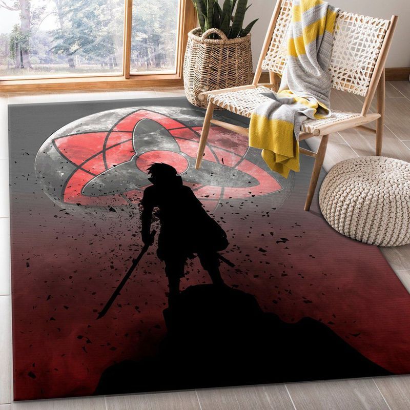 Sasuke Sharingan Bloodmoon Anime Teppich