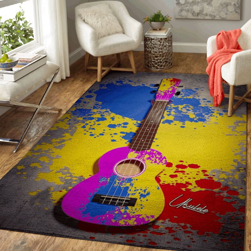 Ukulele Splatter Art Music Art Teppich