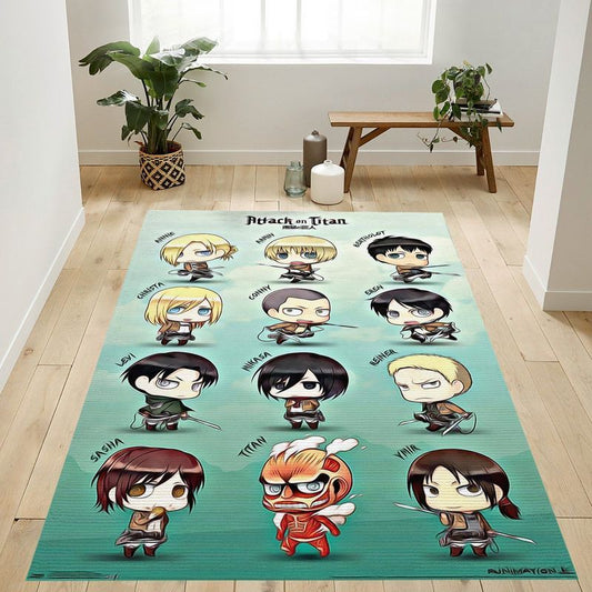 Attack On Titan Chibi Characters Teppich