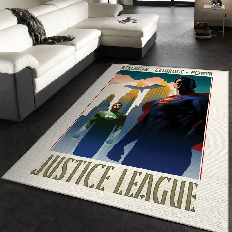 Justice League Green Lantern Superman Batman Strength Courage Power Teppich