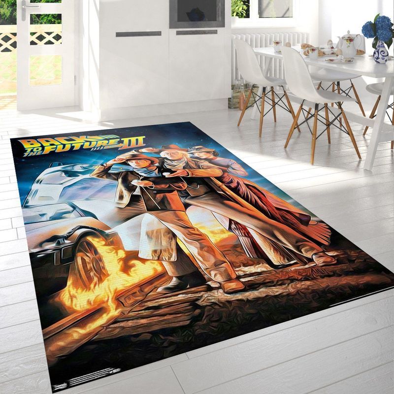 Marty McFly Emmett Brown Clara Clayton Back To The Future Part III One Sheet Teppich