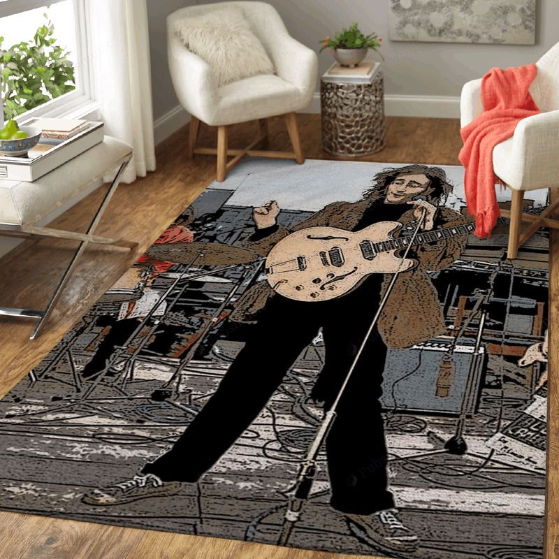 Lennon Rooftop Concert Music Legend Art Teppich
