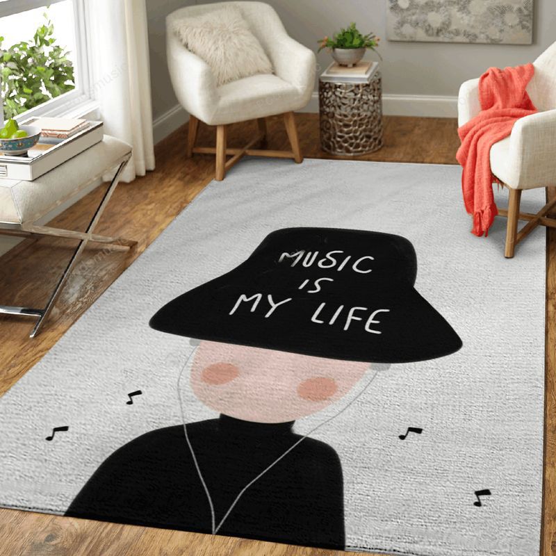 Music Is My Life Man People Character Cartoon Art Teppich