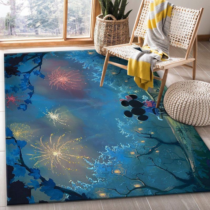 Mickey Couple Disney Firework Night Teppich