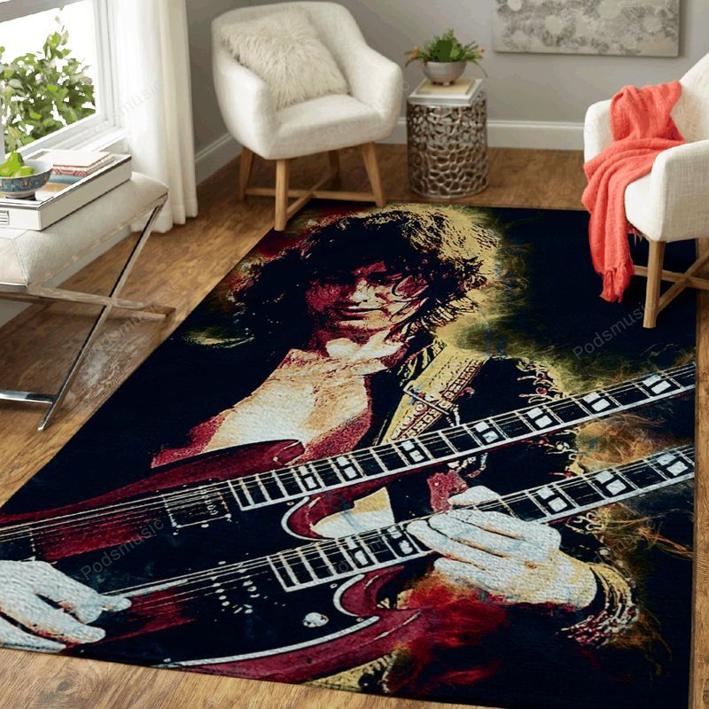 Jimmy Page Semi Abstract Compilation Music Art Teppich