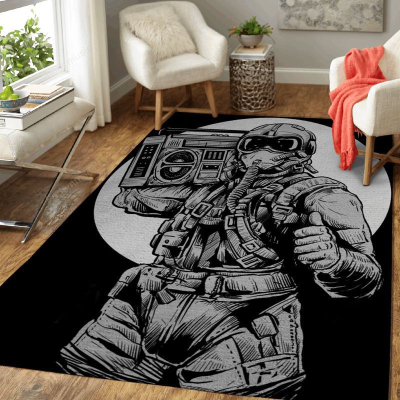 Music For Pilot Fighters Fantasy Art Teppich