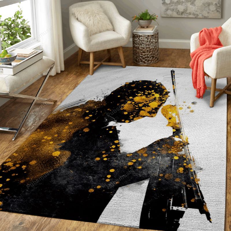 Violinist Music Gold And Black Art Teppich