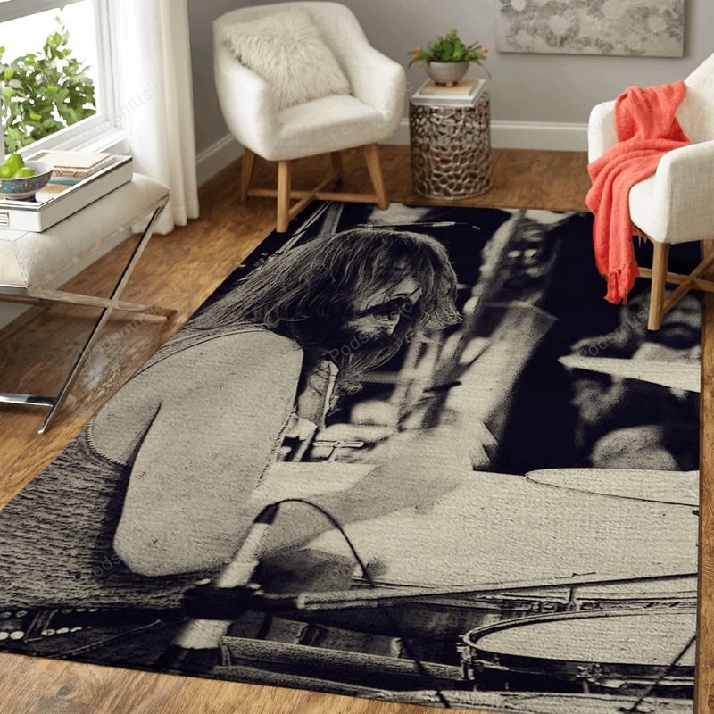 John Bonham With Drum Music Artist Art Teppich
