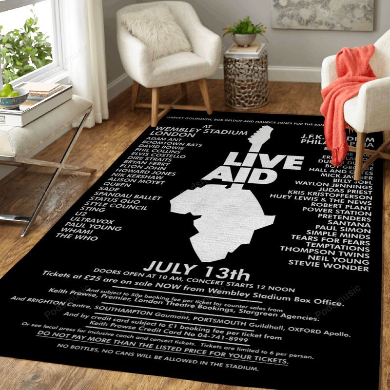 Live Aid Black 1985 Music Art Teppich