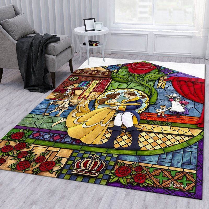 Disney Beauty and The Beast Stained Glass Teppich