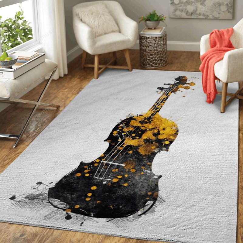 Violin Music Music Gold And Black Art Teppich