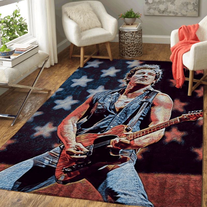 Bruce Springsteen The Boss Singer And Musician Art Teppich