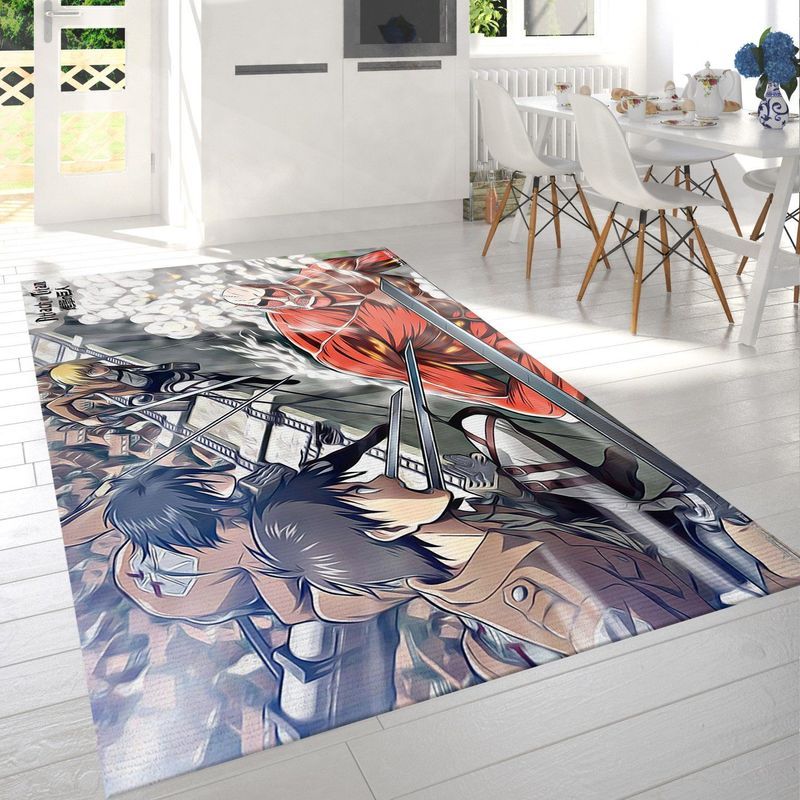 Eren Vs Mikasa Attack On Titan Battle Teppich