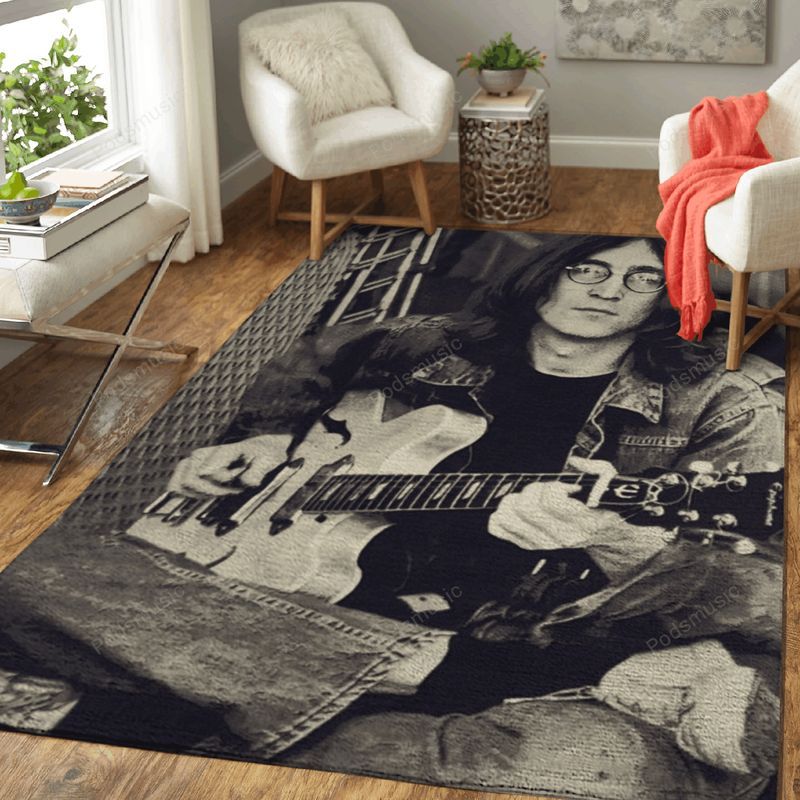 John Lennon Play Guitar Music Artist Art Teppich