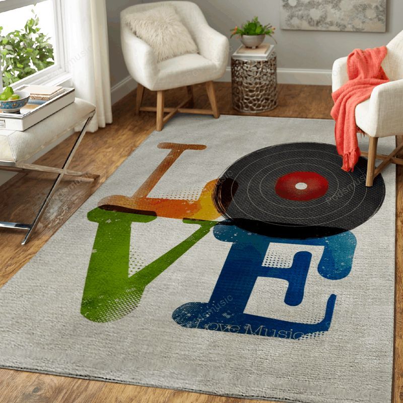 Love Is Music Vintage Art Teppich