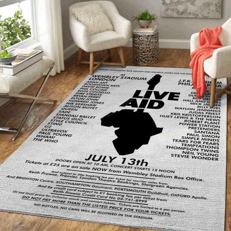 Live Aid Artwork White Music Art Teppich