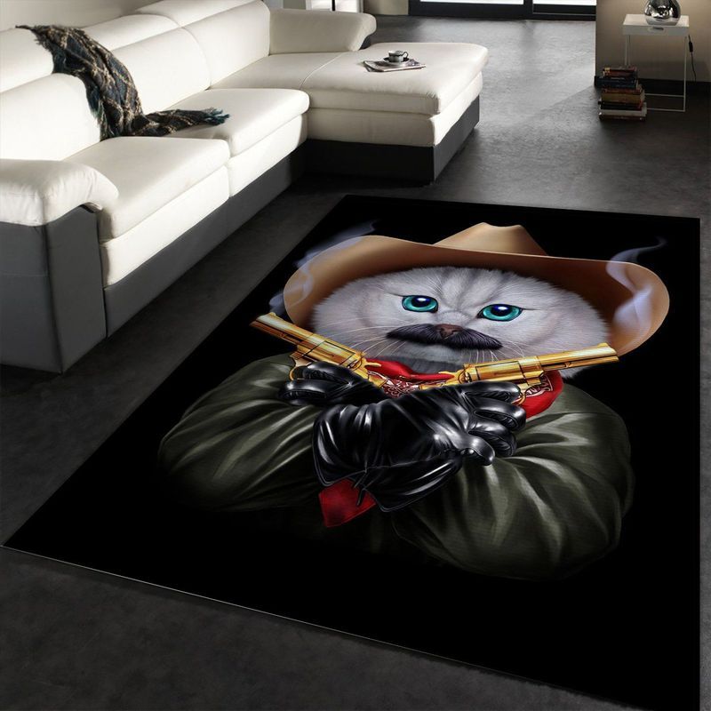 Cowboy Cat With Mustache Teppich