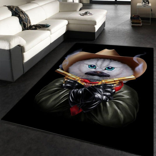 Cowboy Cat With Mustache Teppich