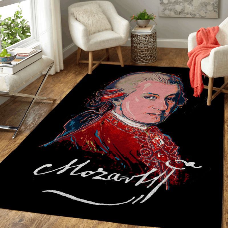 Mozart Colorful Portrait Music Art Teppich