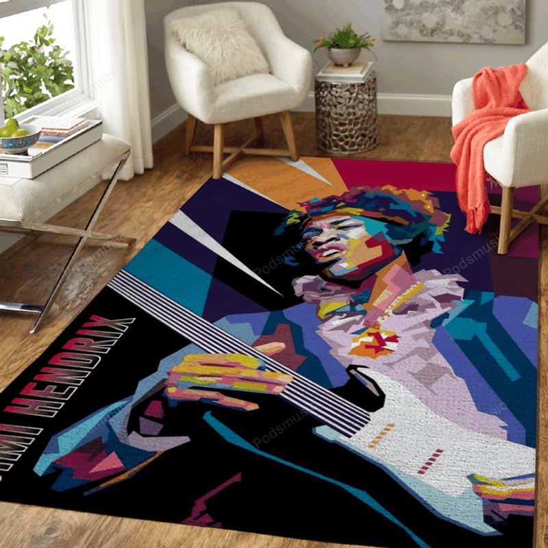 Jimi Hendrix Legend Rock Band Music Colorful Teppich