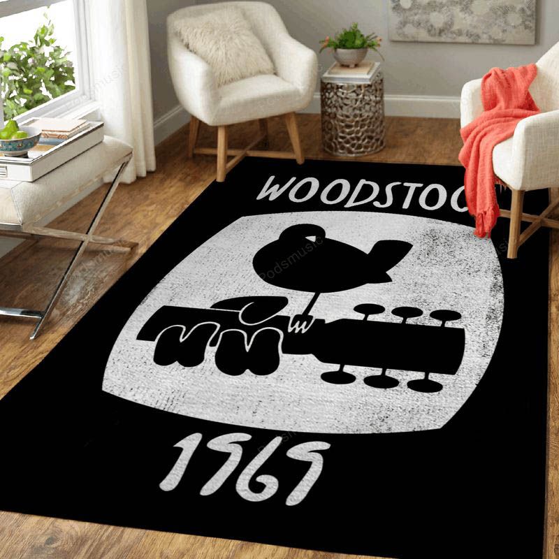 Woodstock 1969 Vintage Music Art Teppich