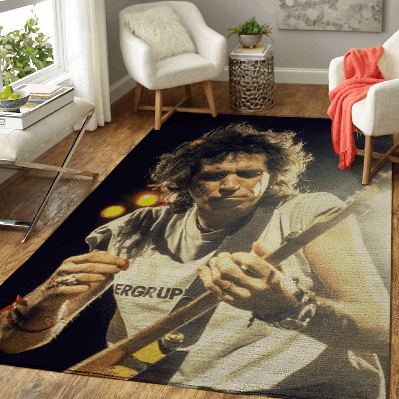 Keith Richards With Guitar Music Artist Art Teppich