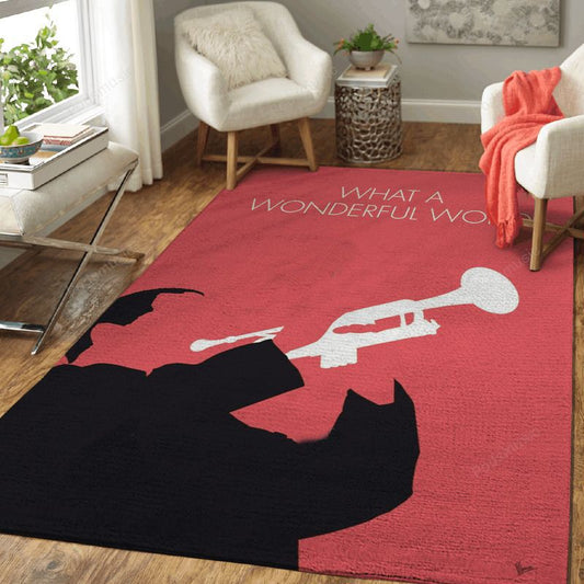 What a Wonderful World Louis Armstrong Minimal Music Artwork Teppich