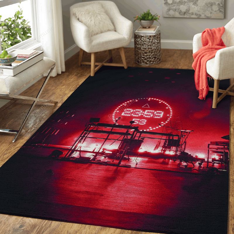 Music Red Fire Monuments Art Teppich
