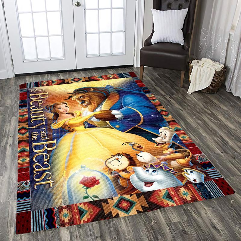 Beauty And The Beast All Characters Rose Belle Disney Princess Teppich