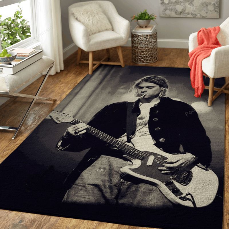 Kurt Cobain Perform Music Art Teppich