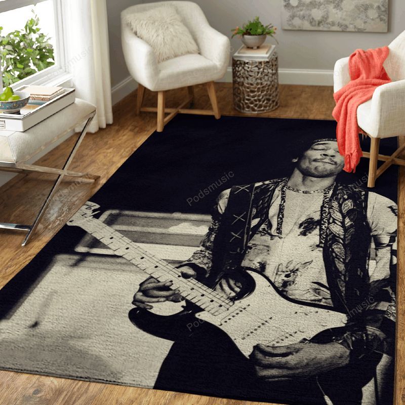 Jimi Hendrix Play Guitar Music Artist Art Teppich