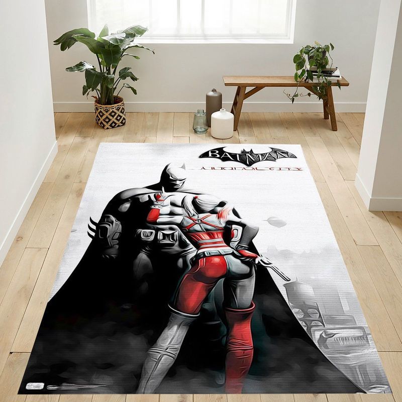 Batman And Harley Quinn Dc Comics Video Game Arkham City Key Art Teppich
