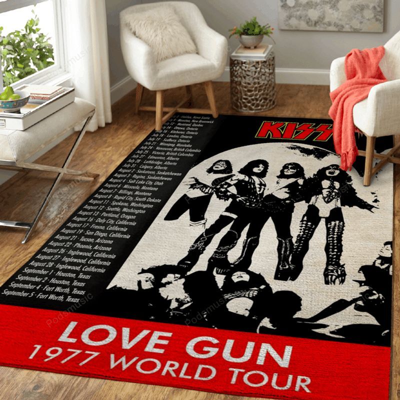 KISS Legend Rock Band Music Love Gun Tour 1977 Teppich