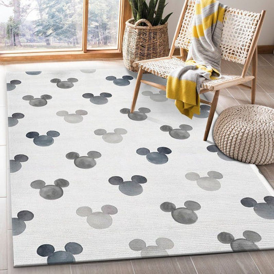 Disney Gray Watercolor Mickey Ears Fabric Teppich