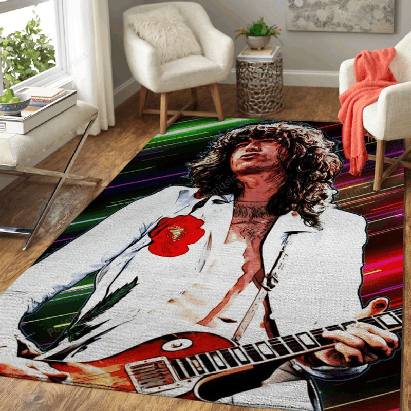 Jimmy Page Led zeppelin Music Artwork Art Teppich