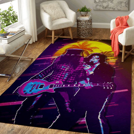 Michael Jackson And Slash Artwork Music Synthwave 80s Art Teppich