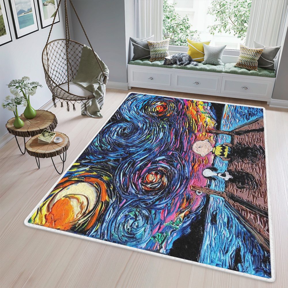 For Snoopy Charlie Brown Starry Night Lover Gift Teppich