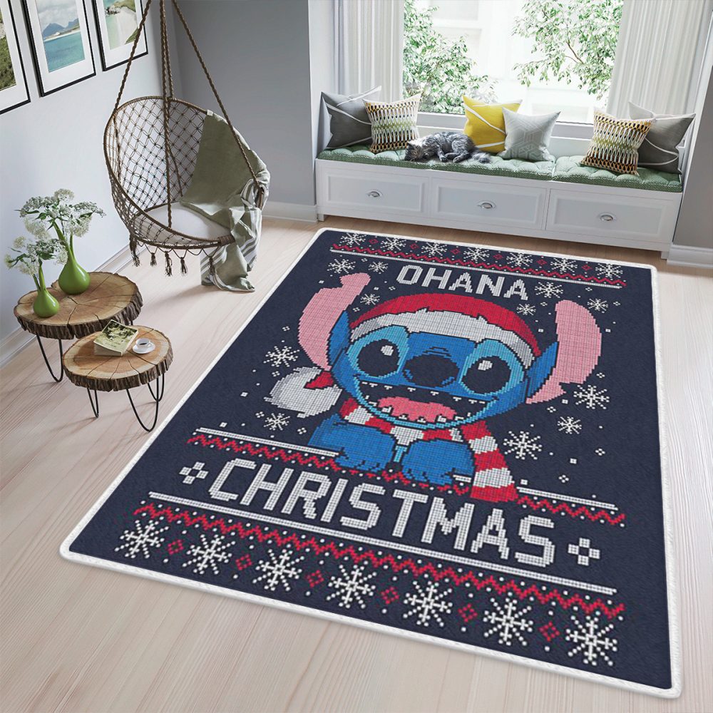 Lilo And Stitch Christmas Fan Gift Cute Stitch Santa Claus Teppich