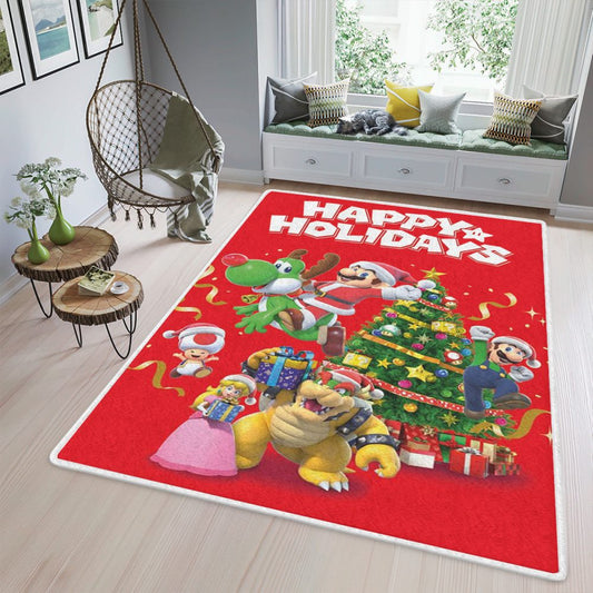 Happy Holiday Super Mario Christmas Tree Gifts Lover Teppich