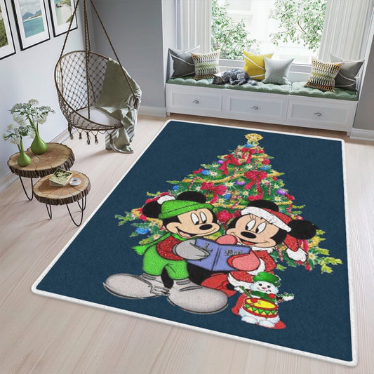 Happy Holiday Couple Love Mickey 222 Christmas Tree Gifts Lover Teppich