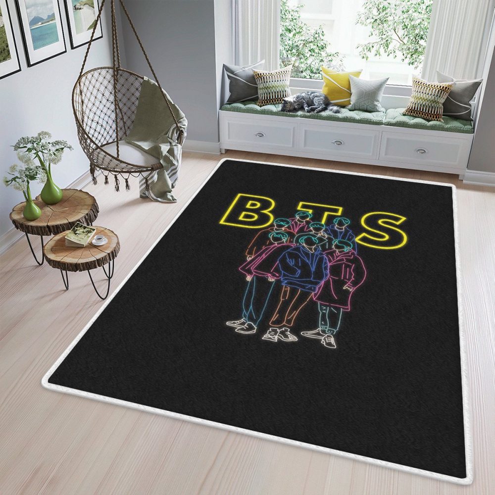 BTS BT21 Bangtan Army Fan Art Cartoon Neon ChristmasBTS Gift For Fan Teppich