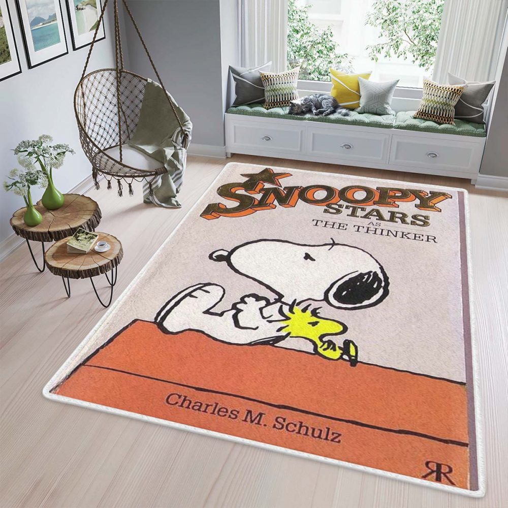 Peanuts Snoopy Star As The Thinker Fan Gift Christmas Gift Snoopy Gift For Fans Teppich