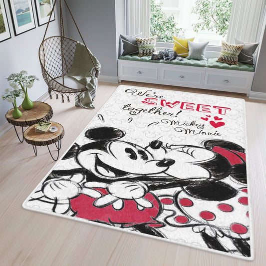 Custom Name Mickey and Minnie Mouse Fan Gift Were Sweet Together Teppich