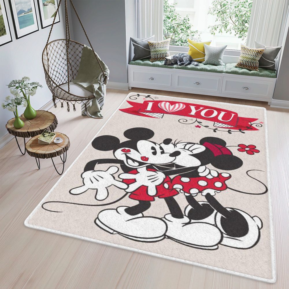 Mickey and Minnie Mouse Fan Gift I Love You Teppich