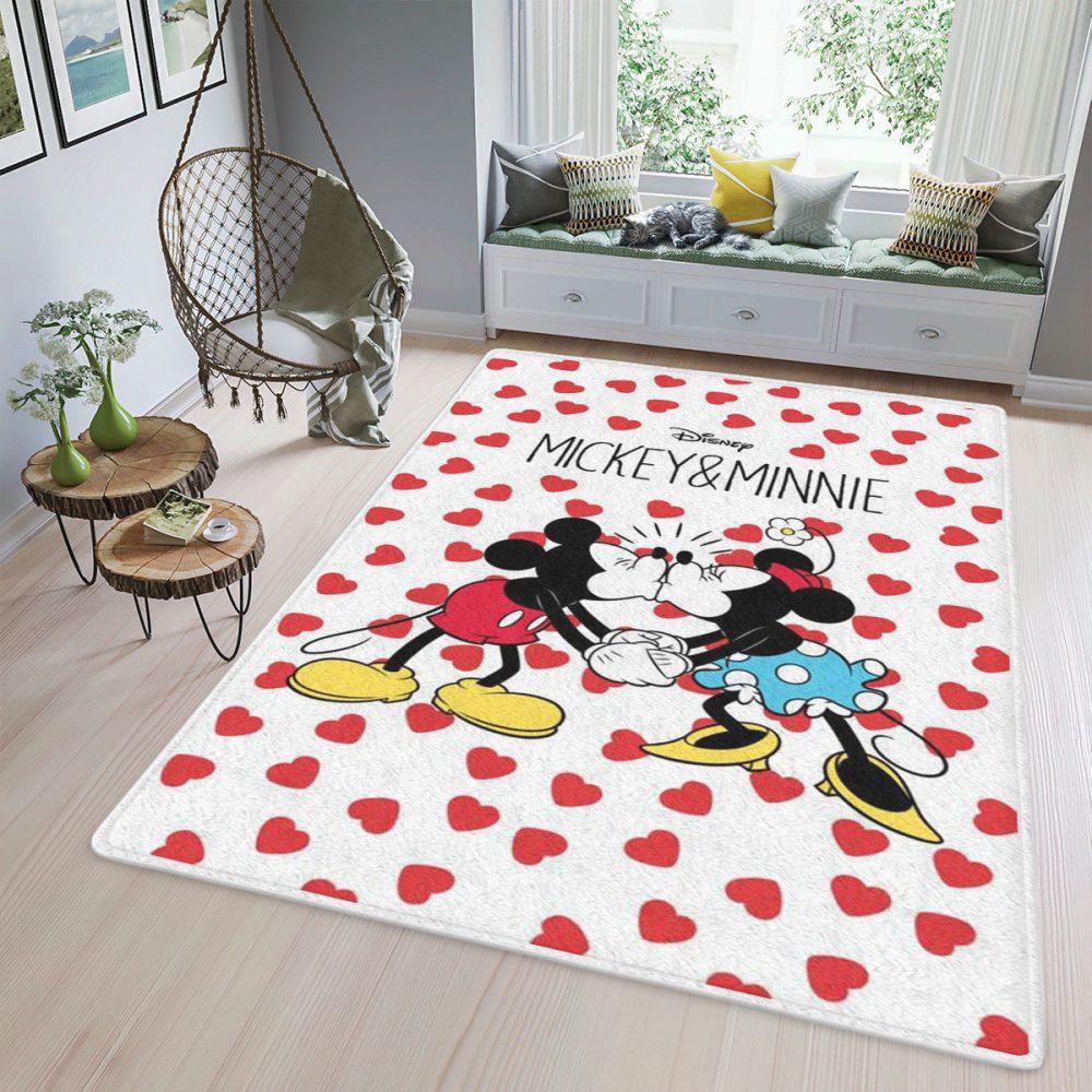 Custom Name Mickey and Minnie Fan Gift Mickey and Minnie Kiss Teppich